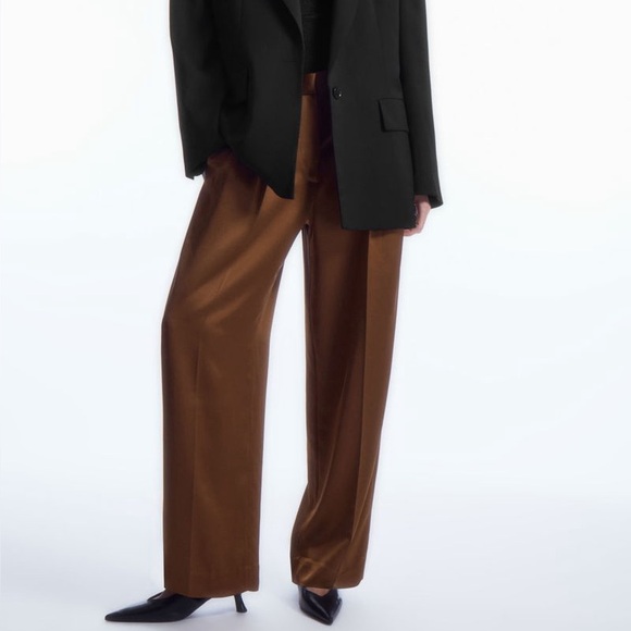 COS Pants - COS Wide-Leg Pleated Satin Trousers